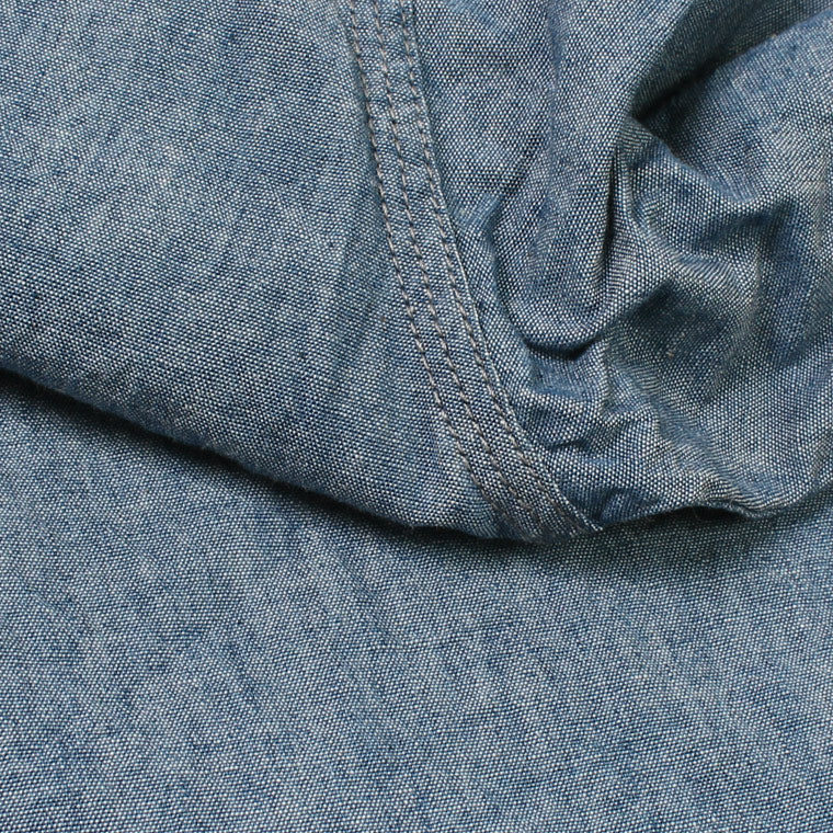 EMPIRE & SONS (エンパイア アンド サンズ)  L/S WORK SHIRT 5oz ORGANIC SELVAGE CHAMBRAY ONE WASH - BLUE