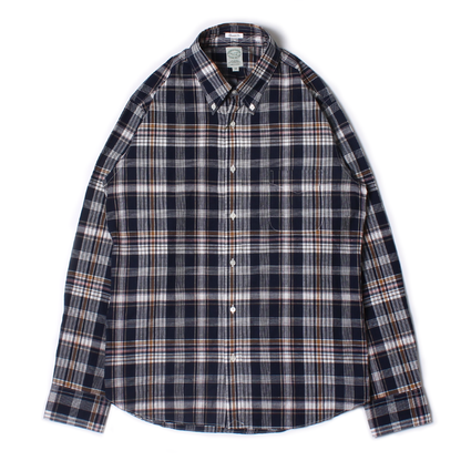 KEATON CHASE USA L/S CLASSIC FIT FULLOPEN BD SHIRT COTTON MADRAS CHECK - 13. NAVY_WHITE_RED_ORANGE