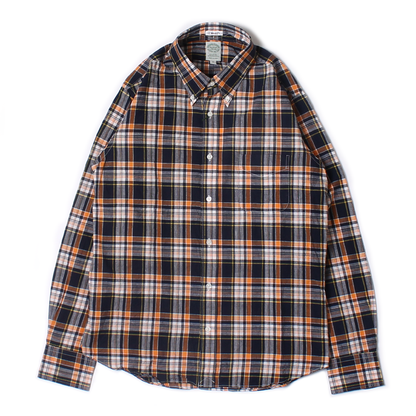 KEATON CHASE USA L/S CLASSIC FIT FULLOPEN BD SHIRT COTTON MADRAS CHECK - 11. NAVY_ORANGE_WHITE