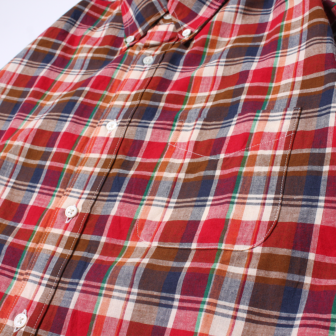 KEATON CHASE USA L/S CLASSIC FIT FULLOPEN BD SHIRT COTTON MADRAS CHECK - 3. RED_BROWN_WHITE_NAVY_GREEN