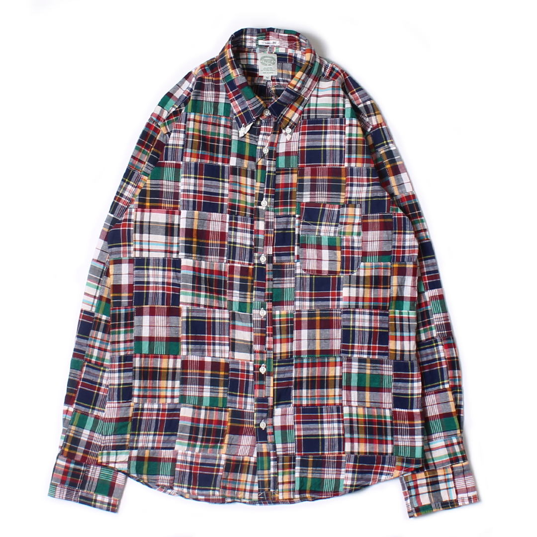 KEATON CHASE USA L/S CLASSIC FIT FULL OPEN BD SHIRT COTTON PATCHWORK MADRAS CHECK - #9