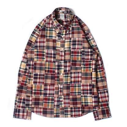 KEATON CHASE USA L/S CLASSIC FIT FULL OPEN BD SHIRT COTTON PATCHWORK MADRAS CHECK - #5