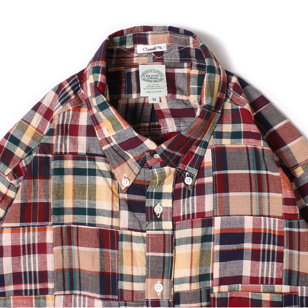 KEATON CHASE USA L/S CLASSIC FIT FULL OPEN BD SHIRT COTTON PATCHWORK MADRAS CHECK - #5