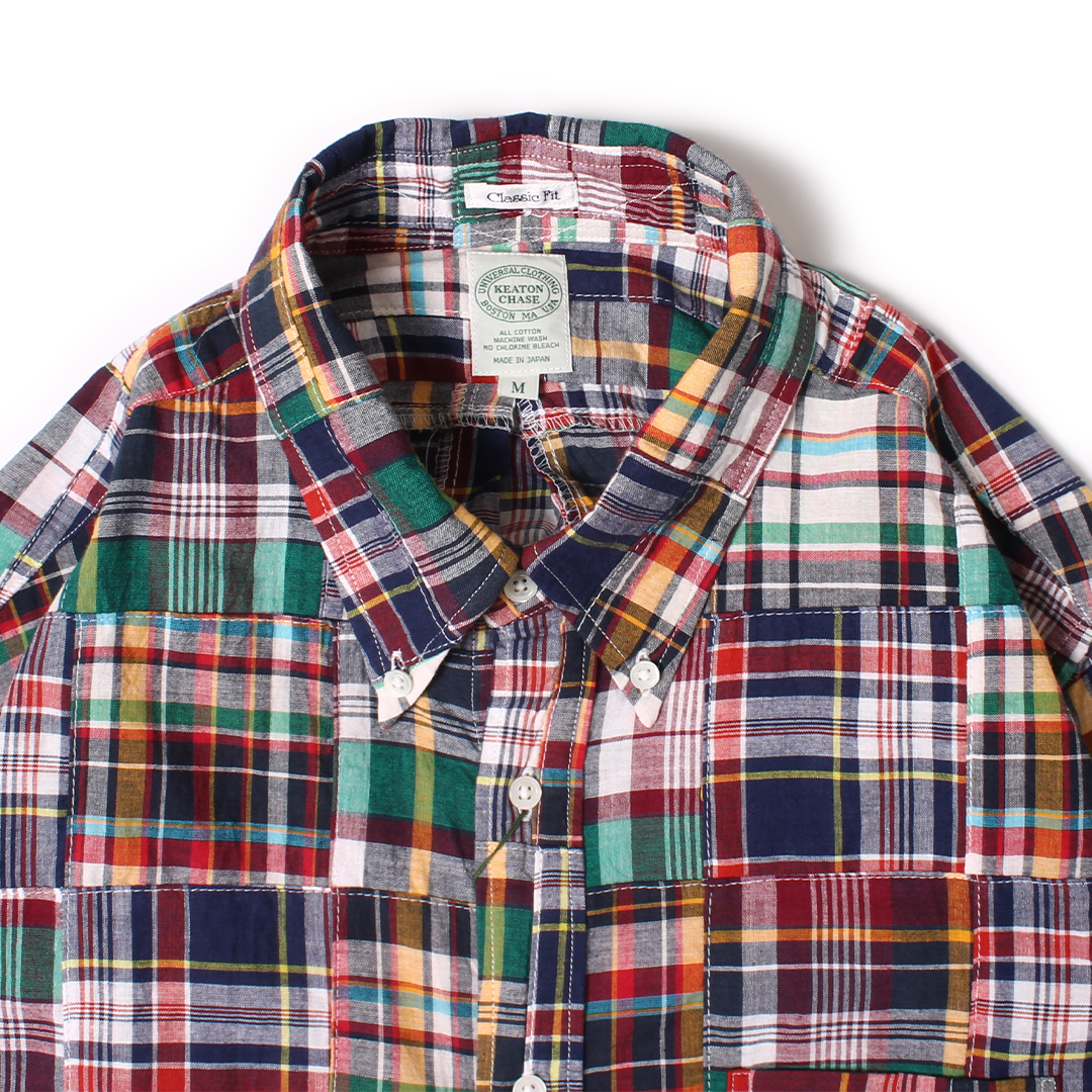 KEATON CHASE USA L/S CLASSIC FIT FULL OPEN BD SHIRT COTTON PATCHWORK MADRAS CHECK - #9