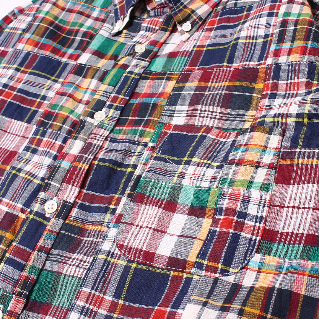 KEATON CHASE USA L/S CLASSIC FIT FULL OPEN BD SHIRT COTTON PATCHWORK MADRAS CHECK - #9