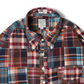 KEATON CHASE USA L/S CLASSIC FIT PULLOVER BD SHIRT COTTON PATCHWORK MADRAS CHECK - 1. BROWN_NAVY