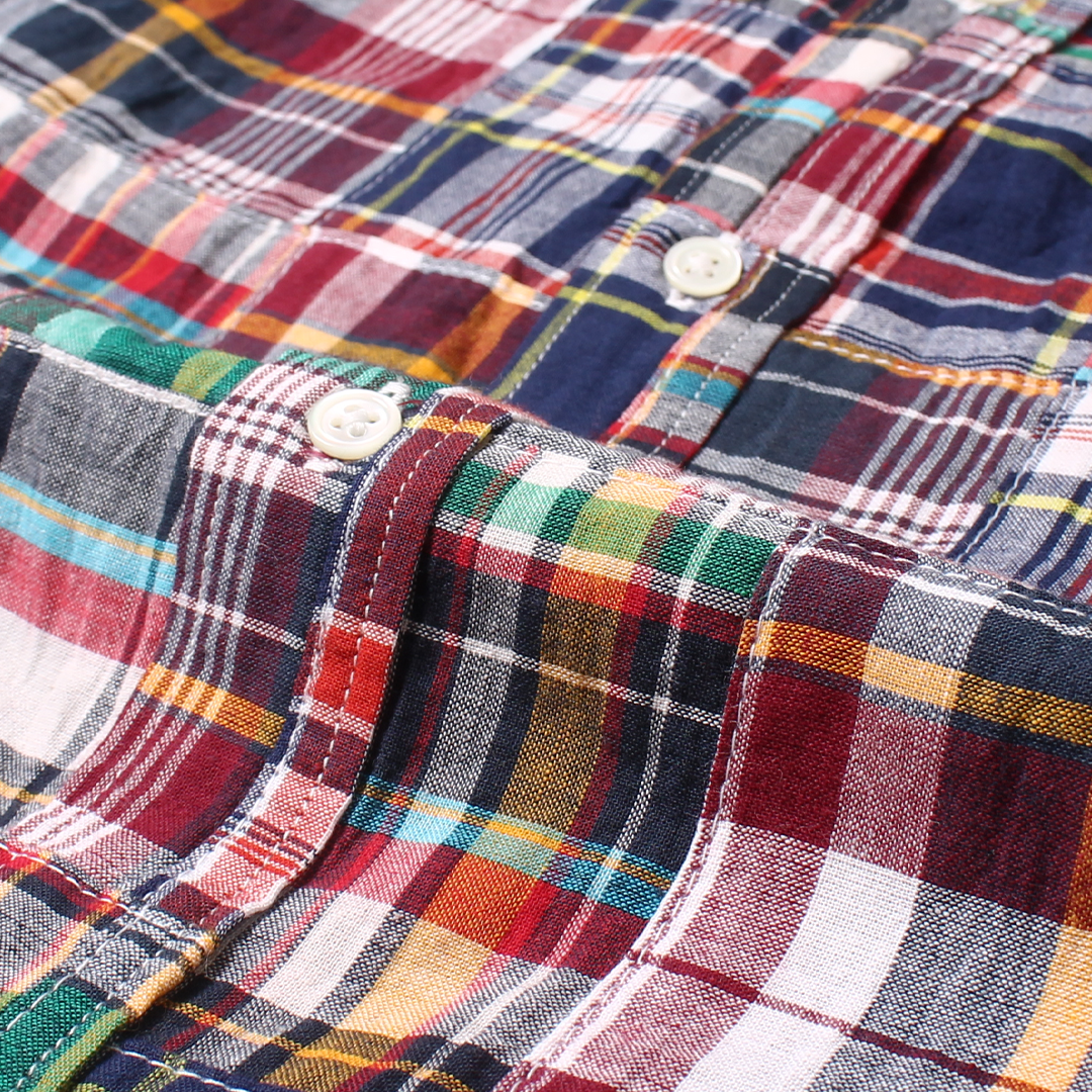 KEATON CHASE USA L/S CLASSIC FIT FULL OPEN BD SHIRT COTTON PATCHWORK MADRAS CHECK - #9