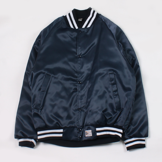 【ONE OF A KIND】FELCO MADE IN USA AWARD JACKET SATIN QUILT LINED - NAVY