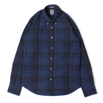 KEATON CHASE USA L/S CLASSIC FIT FULLOPEN BD SHIRT COTTON OVERDYED MADRAS CHECK - A_NAVY_BLUE
