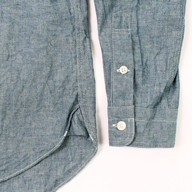 EMPIRE&SONS L/S CLASSIC BAND COLLAR SHIRT 5oz VINTAGE CHAMBRAY - EMSO-125