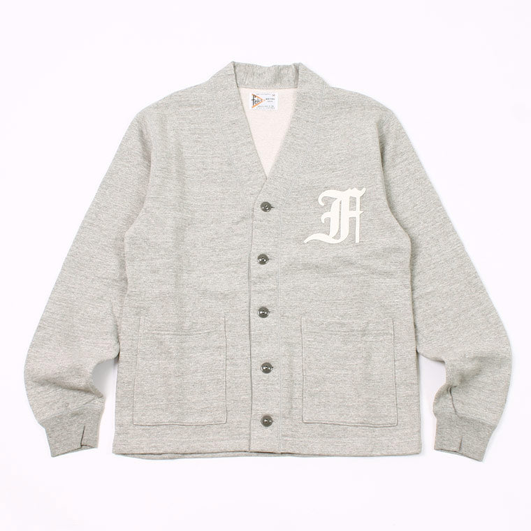 FELCO 12oz TERRY V-NECK LETTERED  CARDIGAN - OLD F FONT FELT WAPPEN - 5 Colors - FELC-371