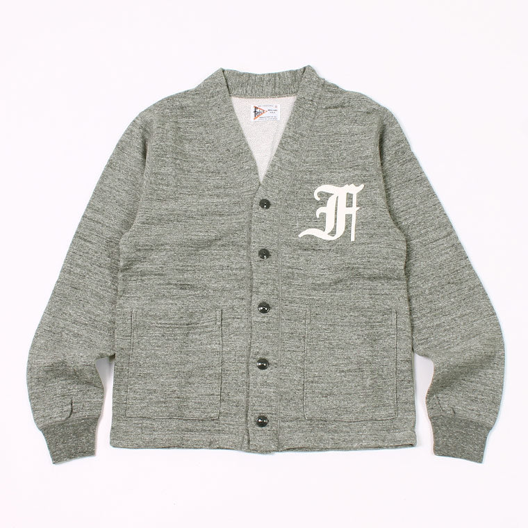 FELCO 12oz TERRY V-NECK LETTERED  CARDIGAN - OLD F FONT FELT WAPPEN - 5 Colors - FELC-371