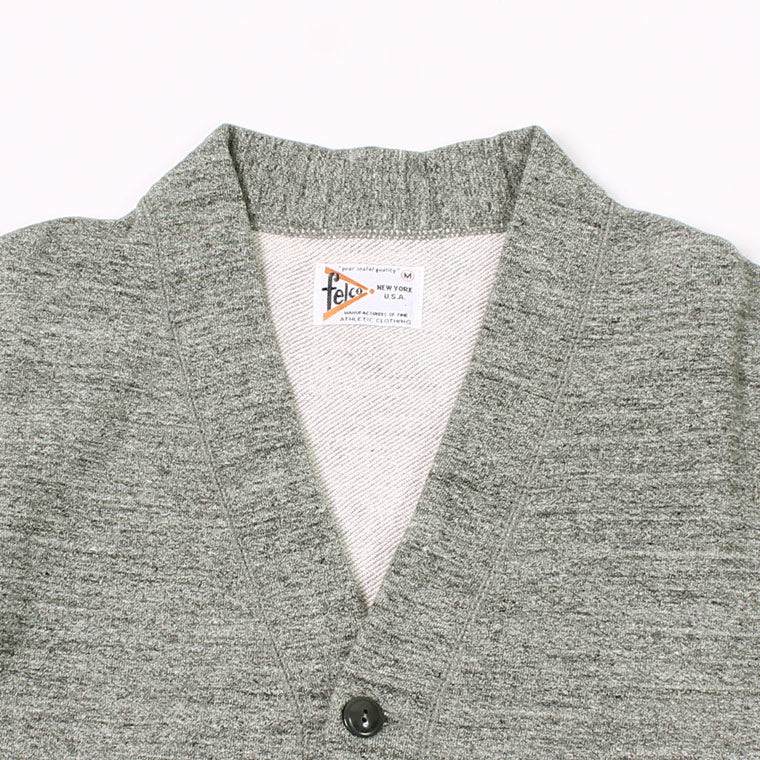 FELCO 12oz TERRY V-NECK LETTERED  CARDIGAN - 3 Colors - FELC-372