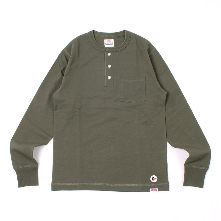 FELCO x HEALTHKNIT  L/S HENLEY NECK POCKET-T U.S.COTTON OPEN END JERSEY - 5 Colors - FELC-290