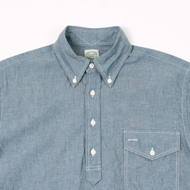 KEATON CHASE USA (キートンチェイスUSA）  S/S PULLOVER BD SHIRT LT CHAMBRAY - BLUE