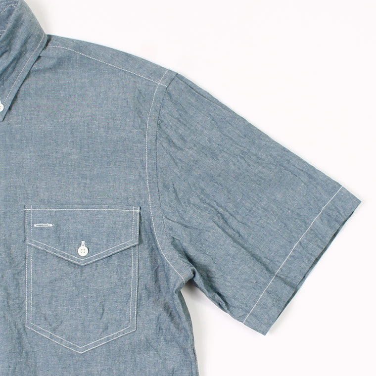 KEATON CHASE USA (キートンチェイスUSA）  S/S PULLOVER BD SHIRT LT CHAMBRAY - BLUE