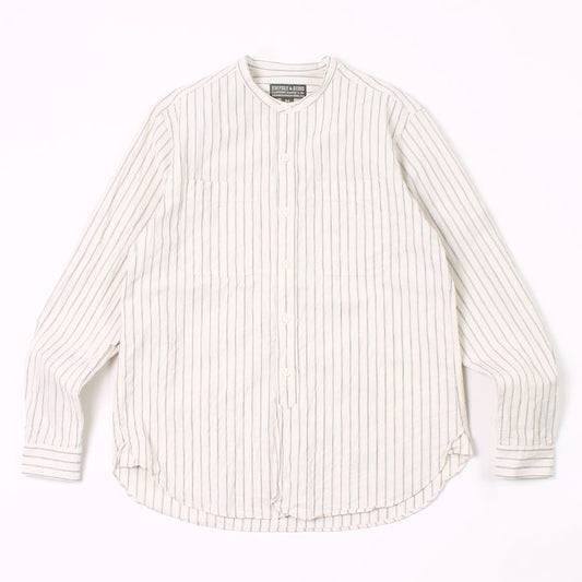 EMPIRE & SONS(エンパイアーアンドサンズ) L/S BAND COLLAR SHIRT ORGANIC MUG WASHER STRIPE