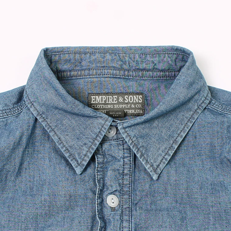 EMPIRE & SONS(エンパイアーアンドサンズ) L/S WORK SHIRT 6oz AMERICAN SELVAGE CHAMBRAY BALL BIO WASH